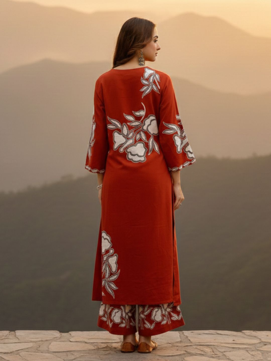 Bakul Rust Digital Print Kurta Pant Set