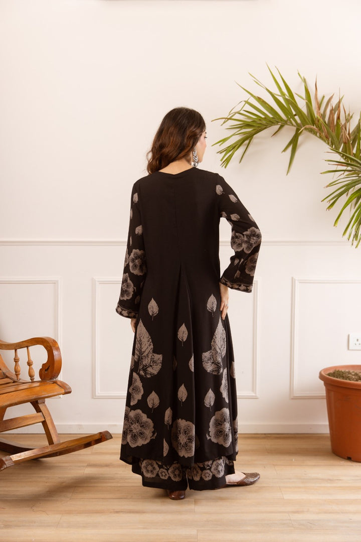 Karen coal printed cotton kurta pant set