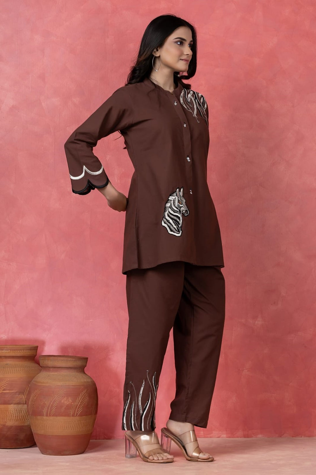 Gaur mulberry embroidery cotton co-ord set