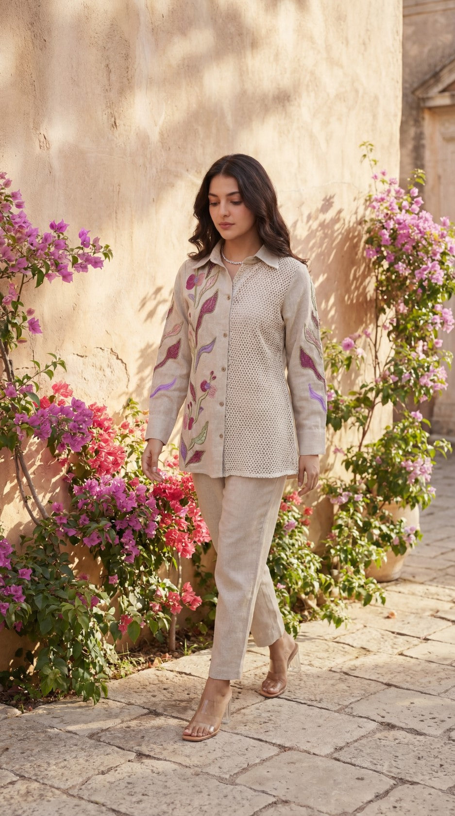 Opela salvia embroidery cotton co-ord set