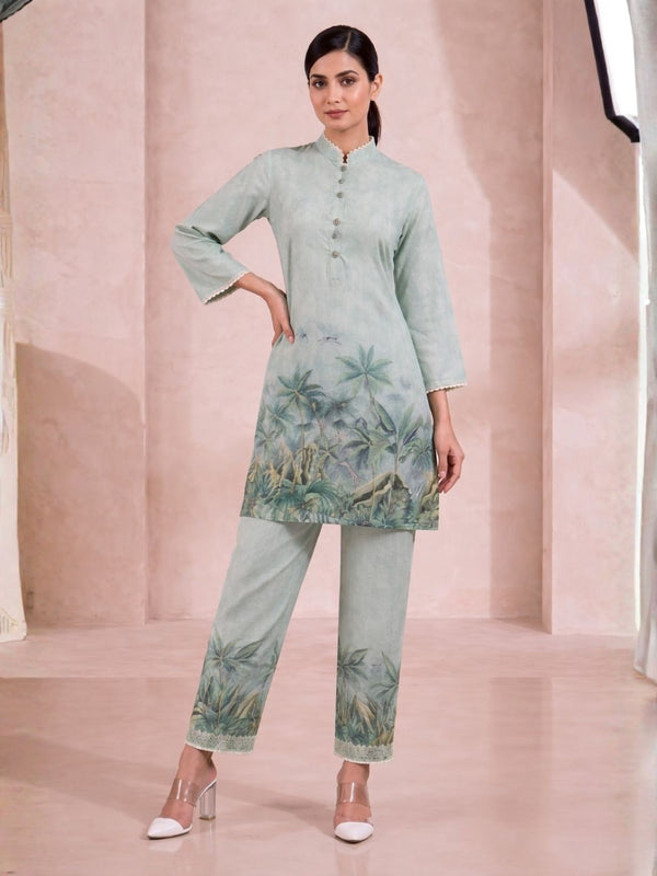 Shanti Minty Printed Work Co-ord Set