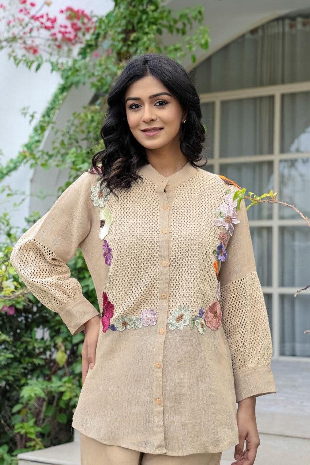 Opela Tan embroidery Co-ord Set