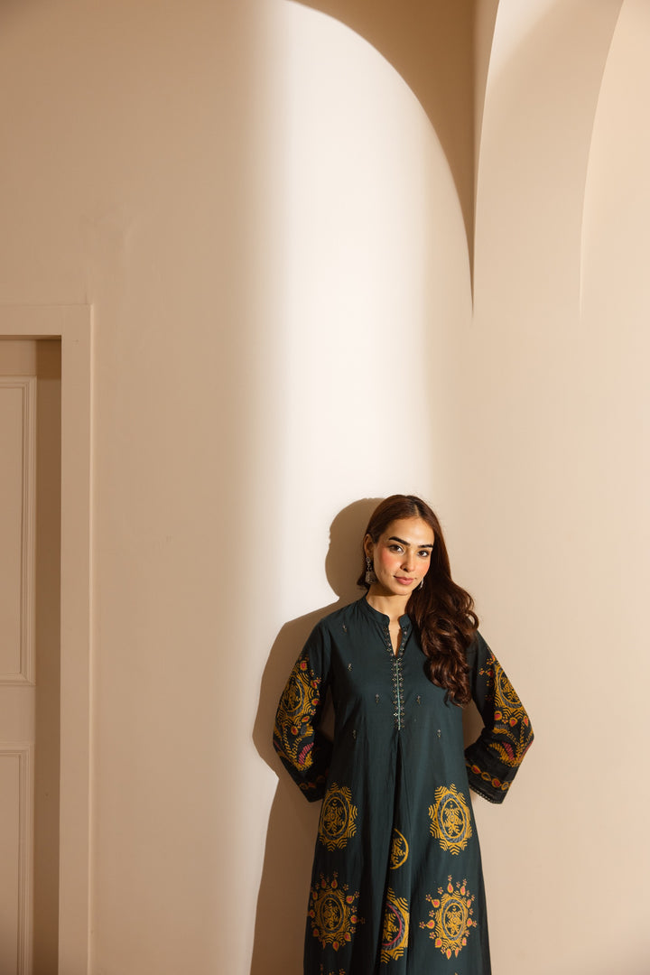 Karen marine printed kurta pant set