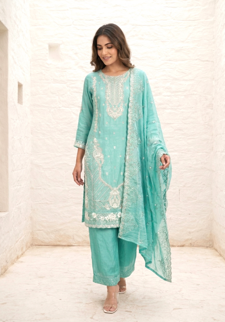 Mayuri Minty Full Work Suit Set