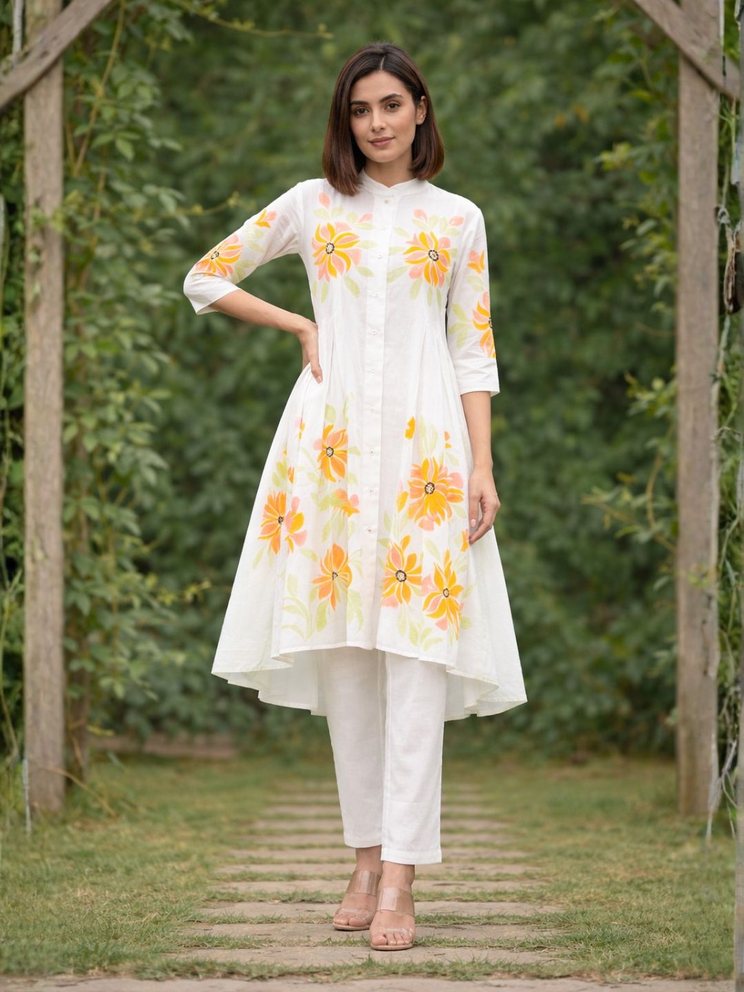 Tiara sunflower cotton kurta pant set