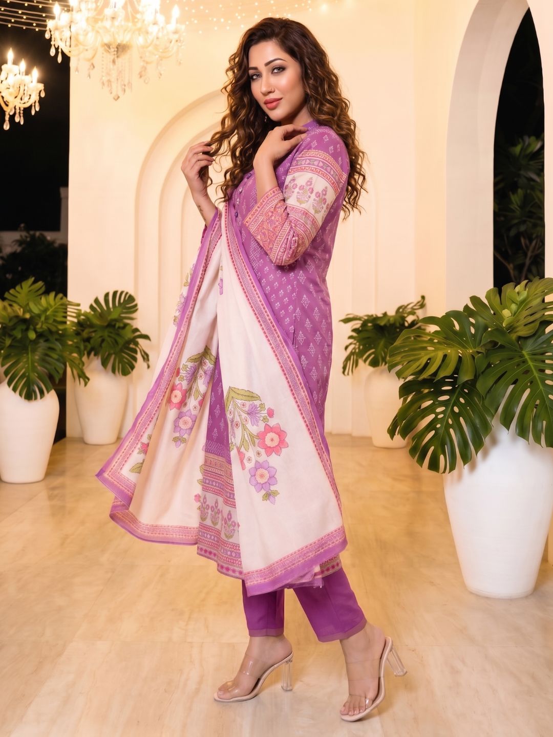 Shanti Orchid Printed Suit Set