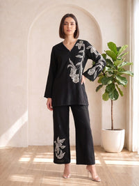 Tashvika ebony embroidered Co-ord Set