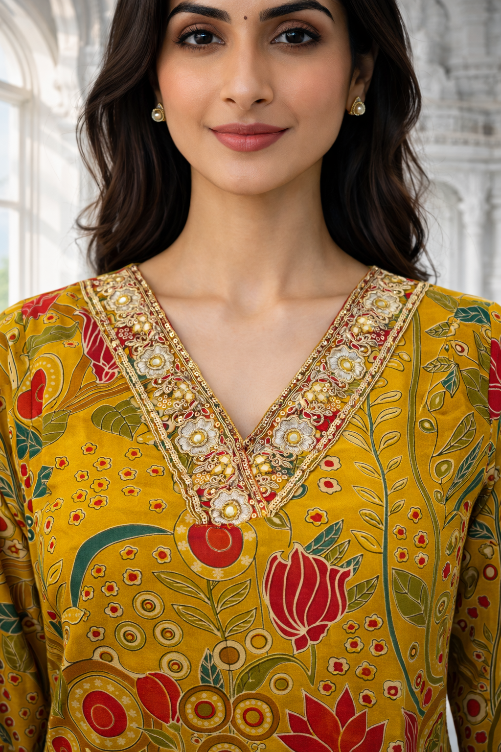 Barnali Gold Printed Work Kurti