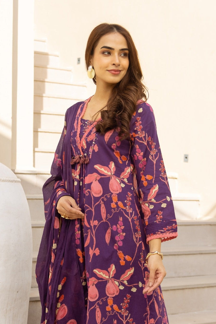 Karen byzan cotton printed suit set