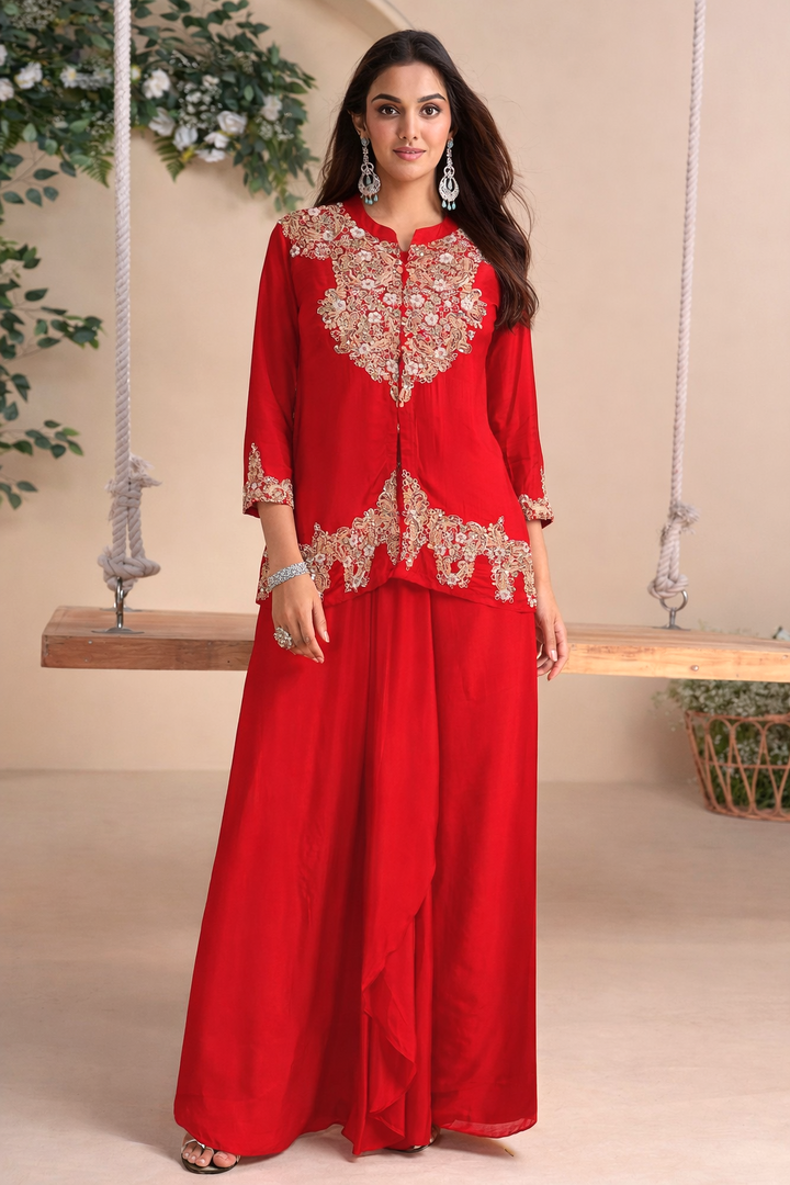 Rasā Scarlet Handwork Luxury Fusion Wear Set