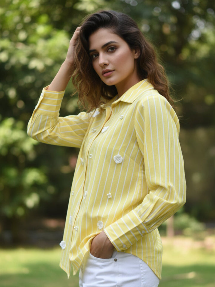 Ivanka lime stripes cotton shirt