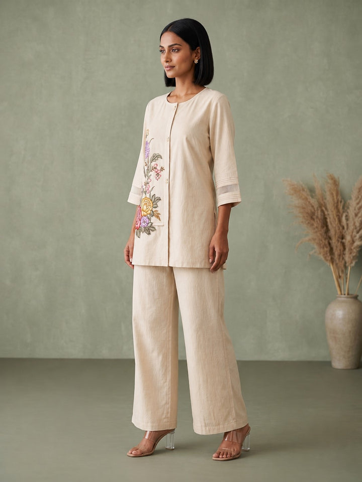 Gaur Tyran Embroidery Embroidery Cotton Co-Ord Set