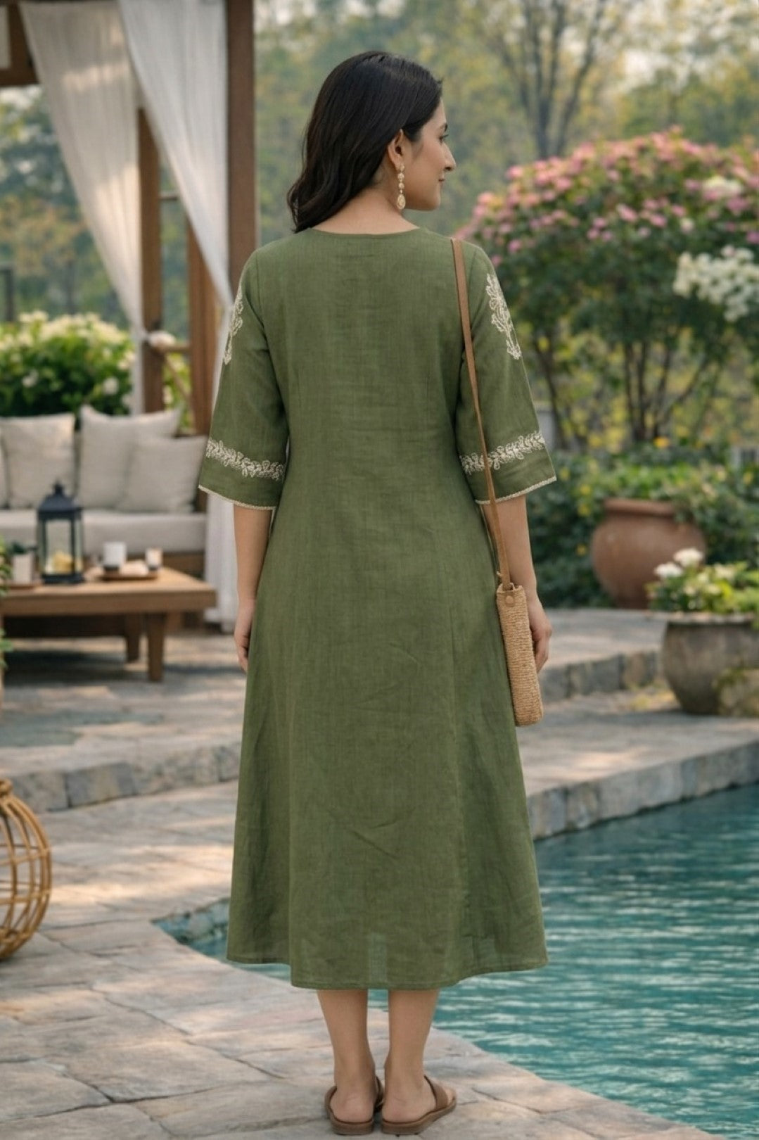 Slopi moss embroidery cotton dress
