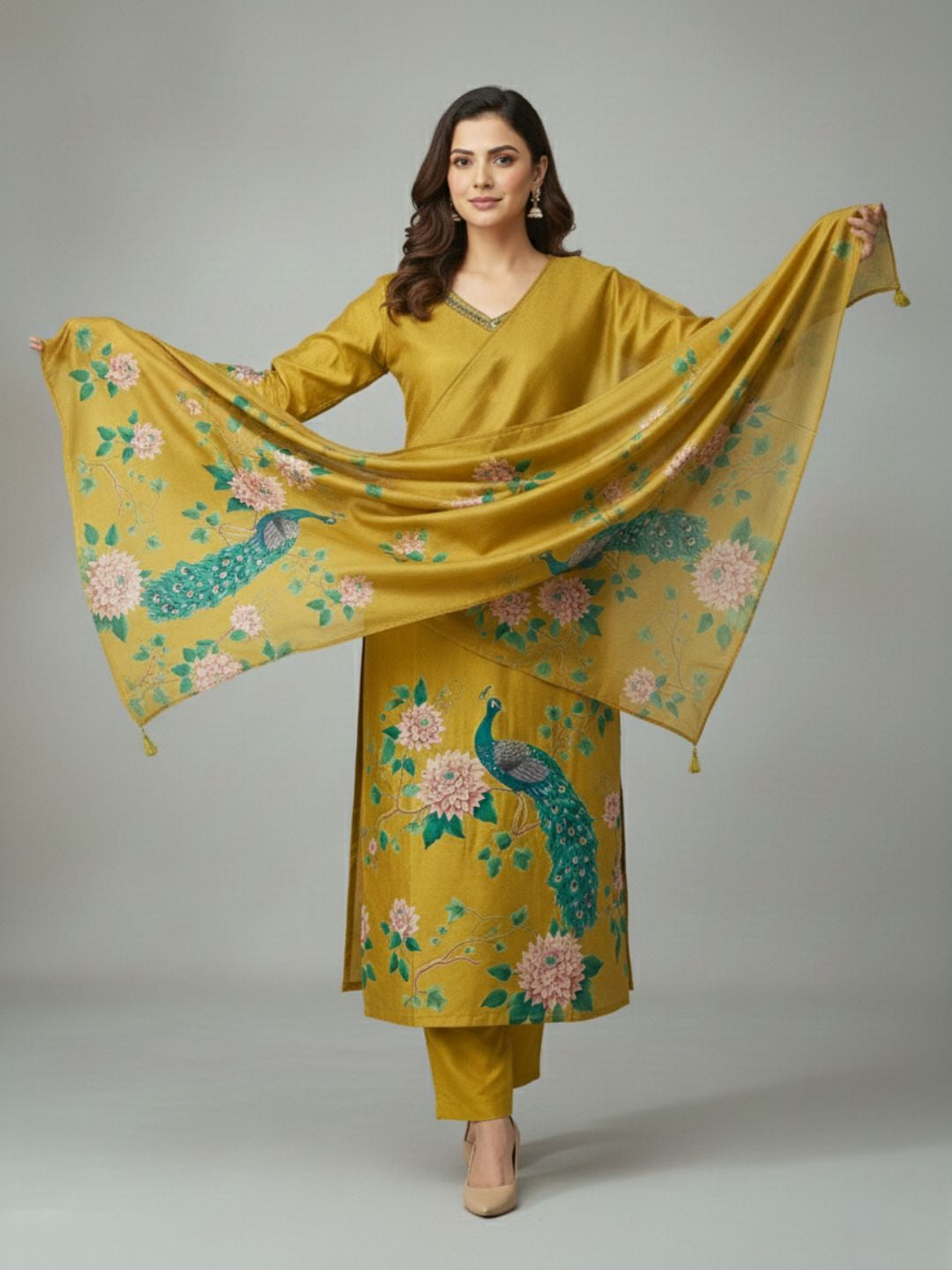 Reet Gold Printed Work Suit Set