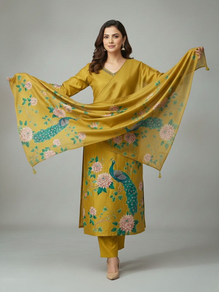 Reet Gold Printed Work Suit Set