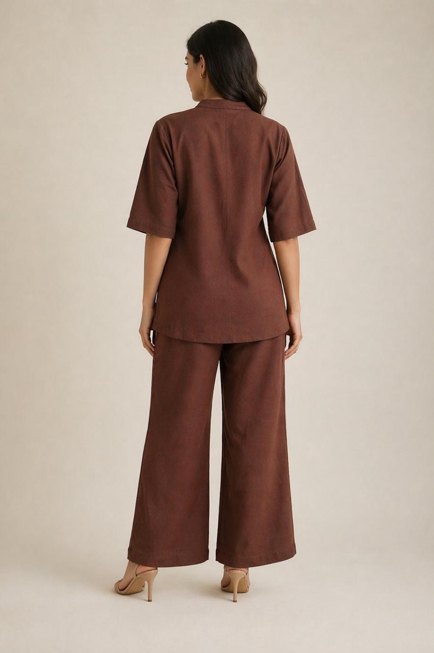 Drona russet embroidery cotton co-ord set