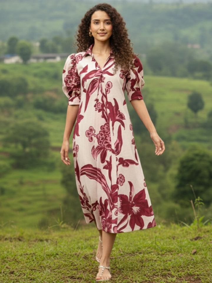 Purna Mulberry Printed Cotton Dress