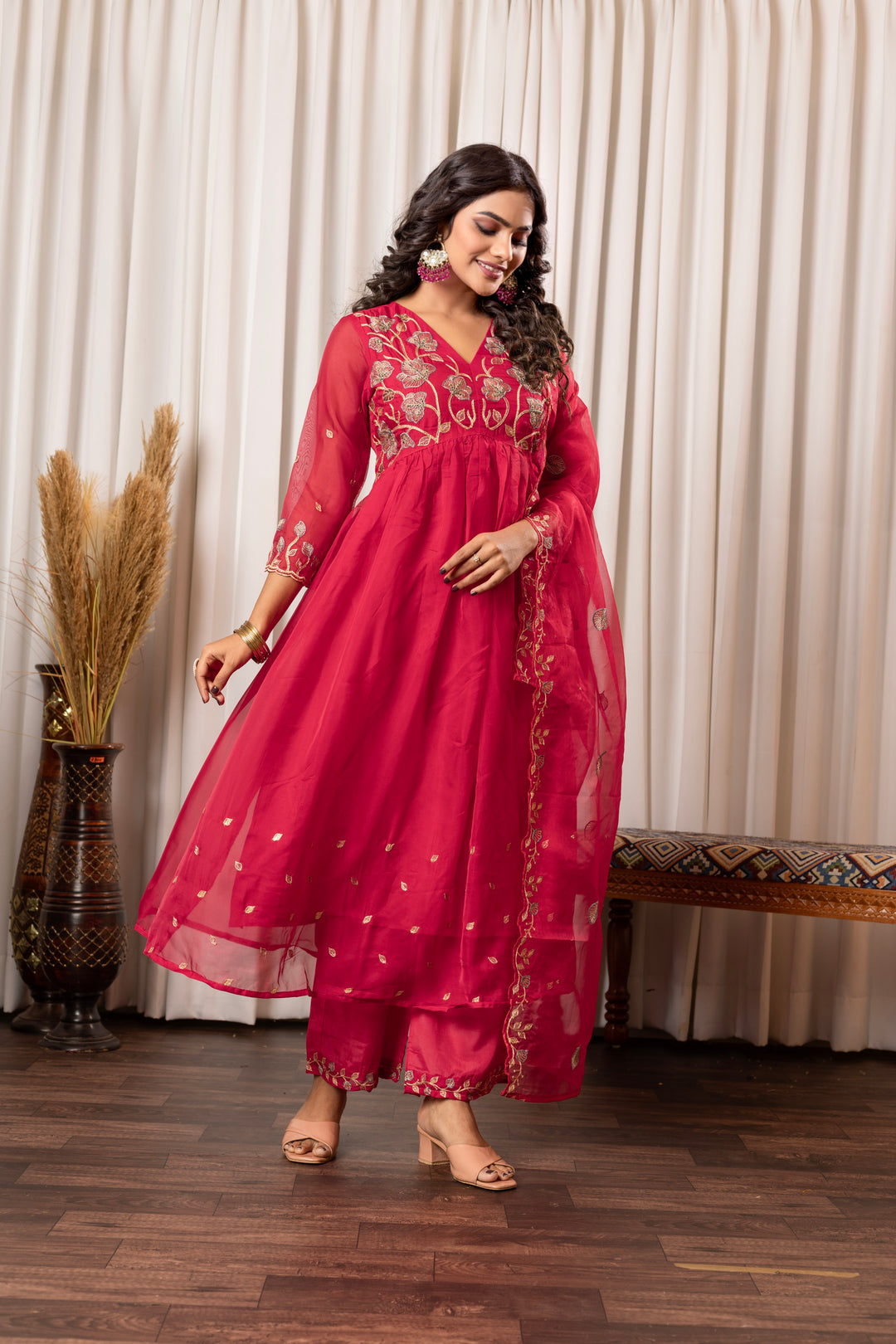 Nisha Rosy Embroidered Suit Set