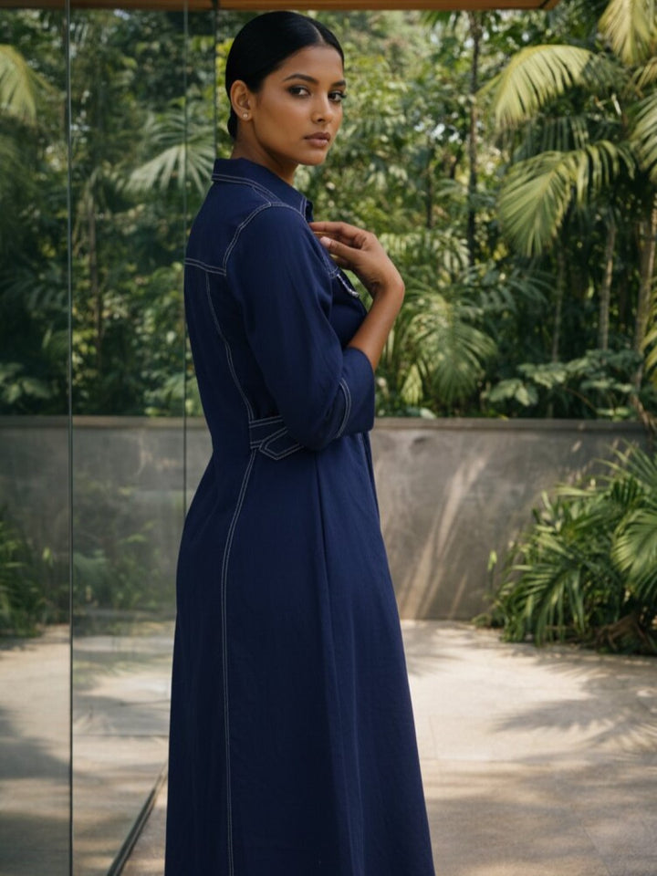 Ivanka azure denim cotton dress