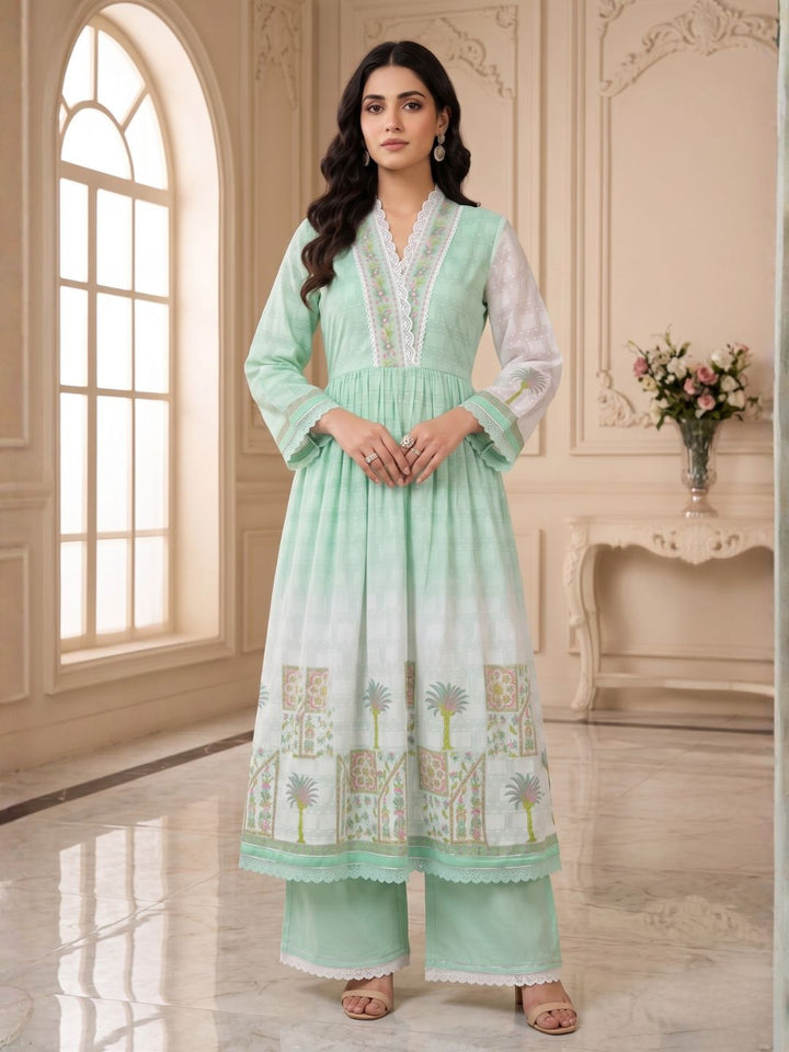 Tridhara Minty Cotton Suit Set