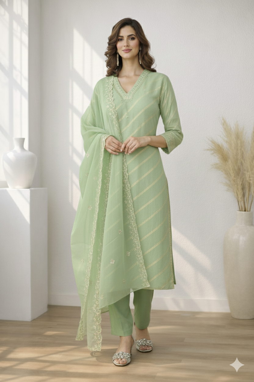 Palash Minty Full Work Suit Set