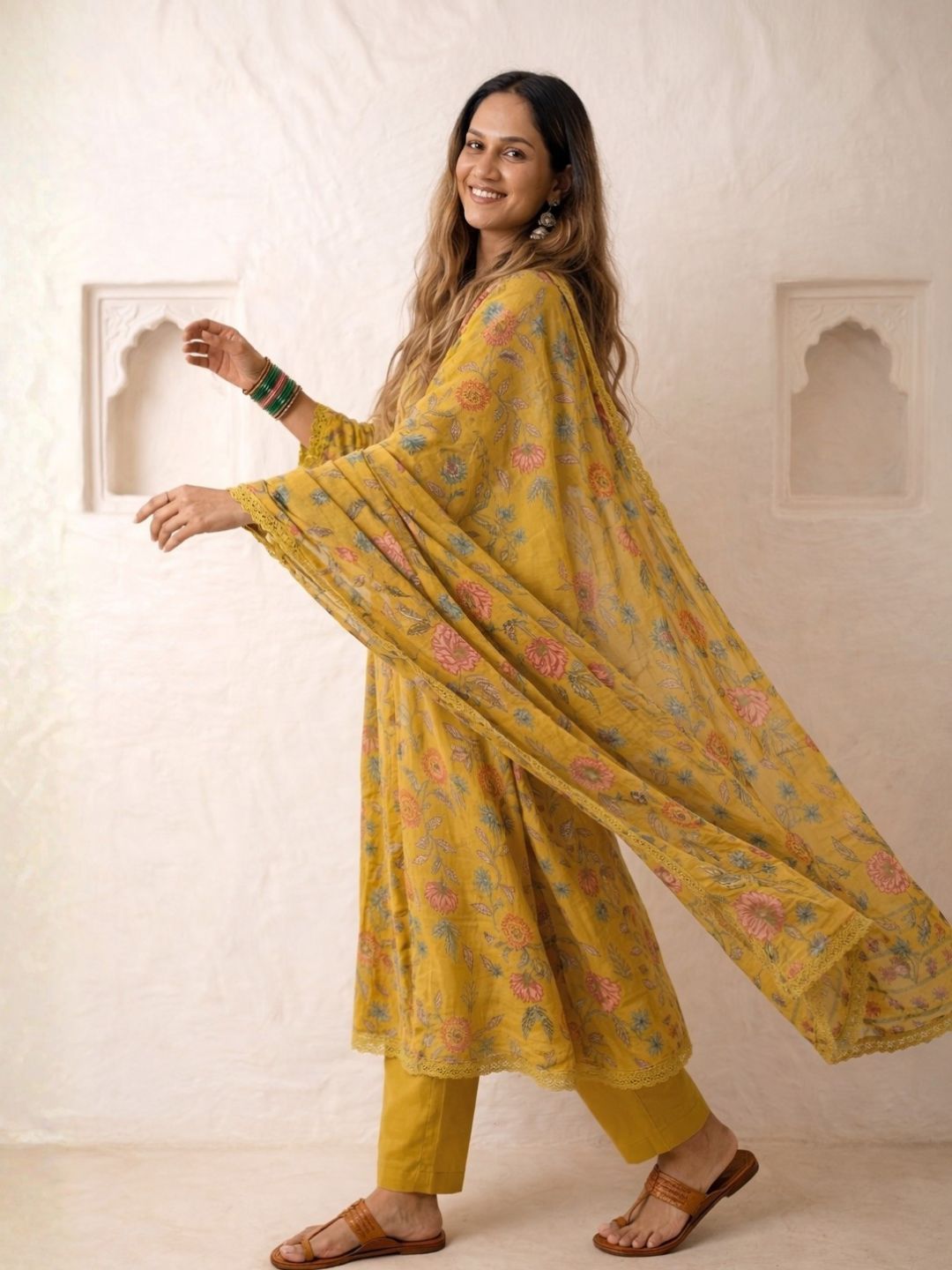 Benisha amber cotton printed suit set