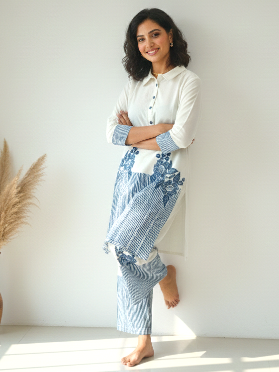 Reet Stripes Embroidered Co-ord Set