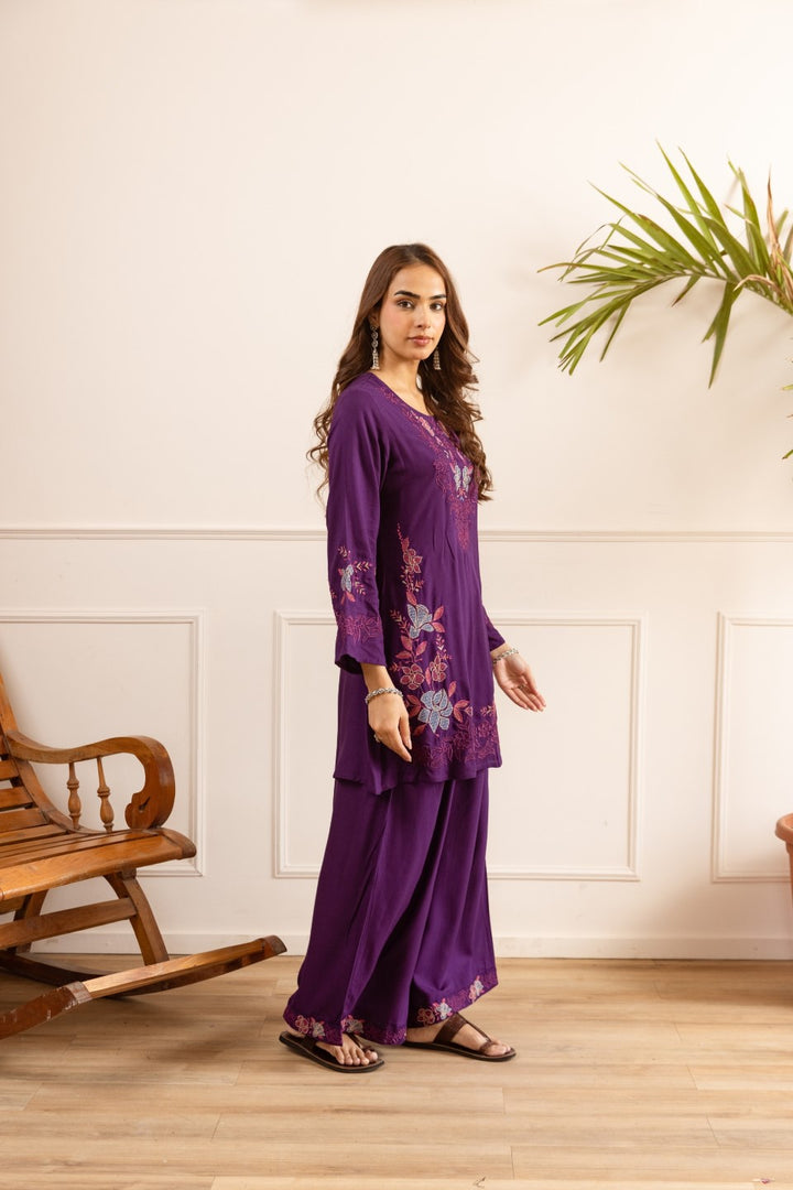 Karen grape embroidery cotton co-ord set