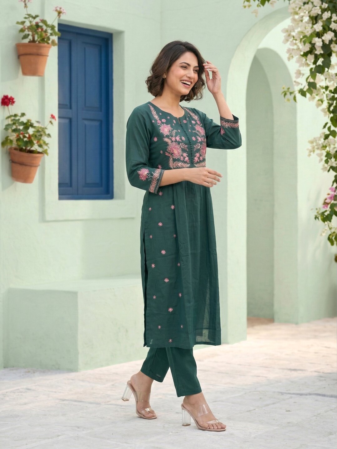 Chandri Myrtle Embroidered Kurta Pant Set