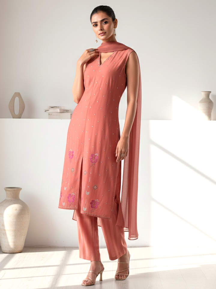 Alena Rust Work Co-ord Set comes with Stole