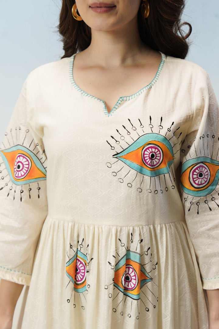 Tatva evil eye embroidery cotton dress