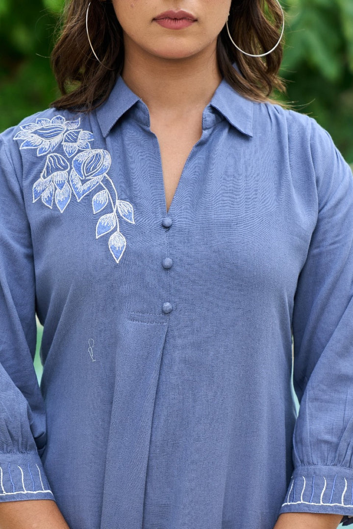 Esmera sky embroidery cotton dress