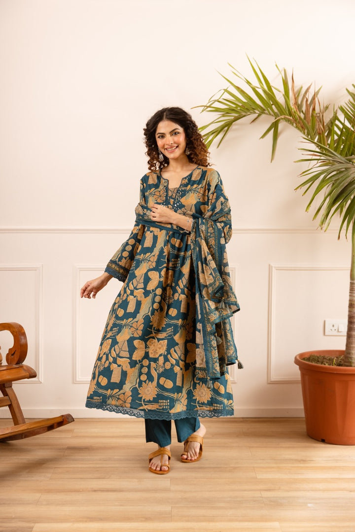 Karen sapphire cotton suit set