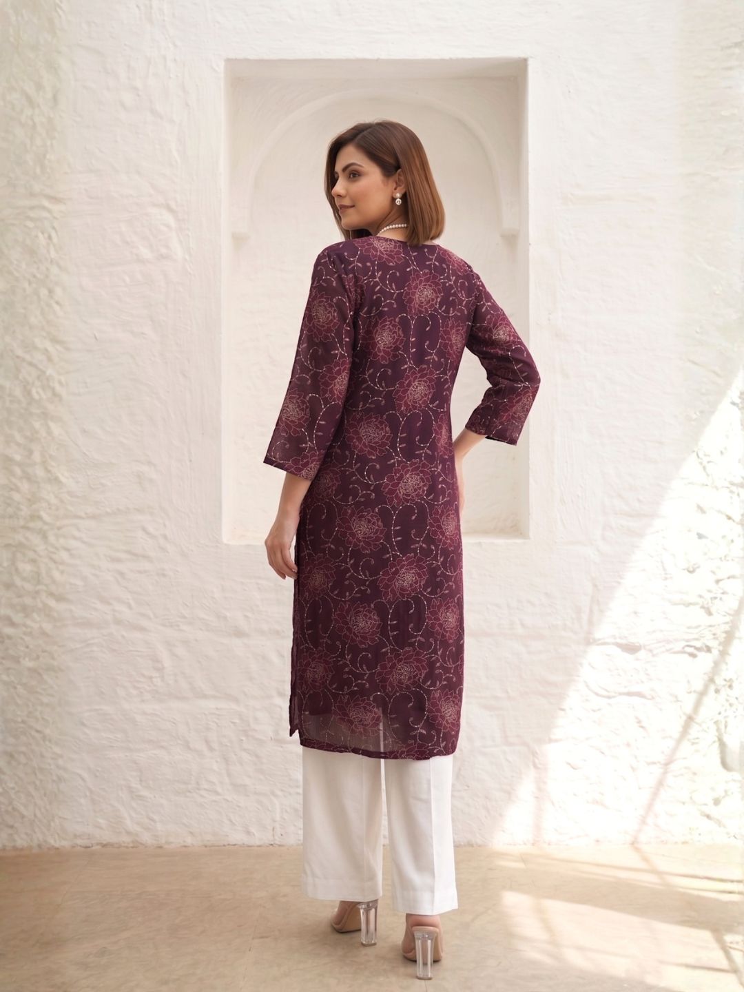Varisha Plum Printed Kurti
