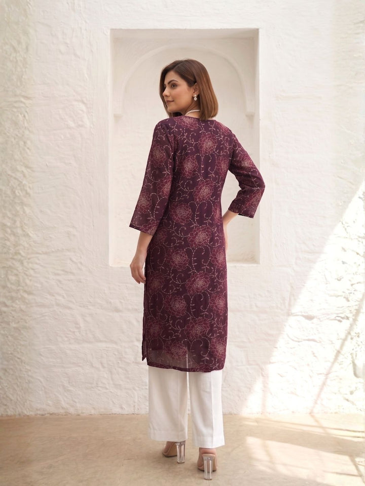 Varisha Plum Printed Kurti