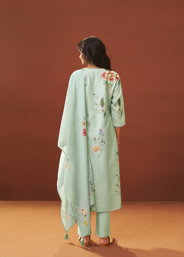 Itrh kelly printed cotton linen suit set