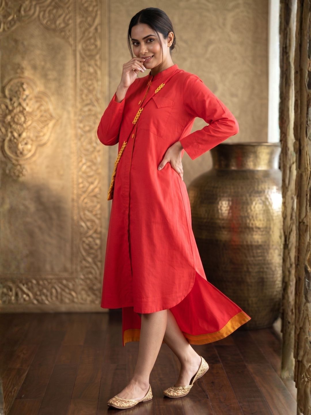 Niharika Apricot cotton Dress