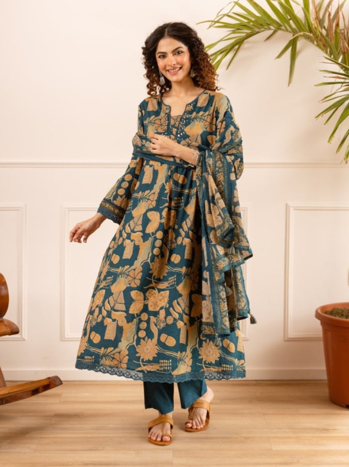 Karen sapphire cotton suit set