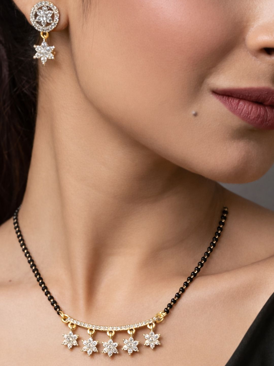 Rivaaz diamond Mangalsutra with earings set