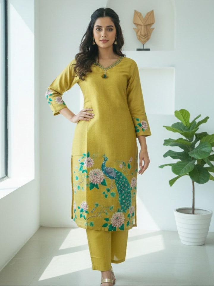 Reet Gold Printed Work Suit Set