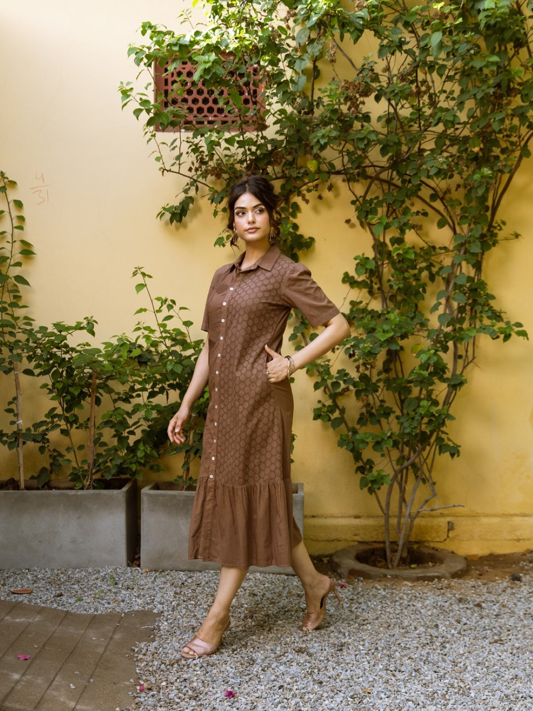 Ravya peanut embroidery cotton dress
