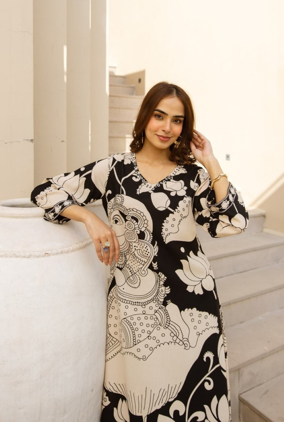 Karen pitch printed cotton kurta pant set