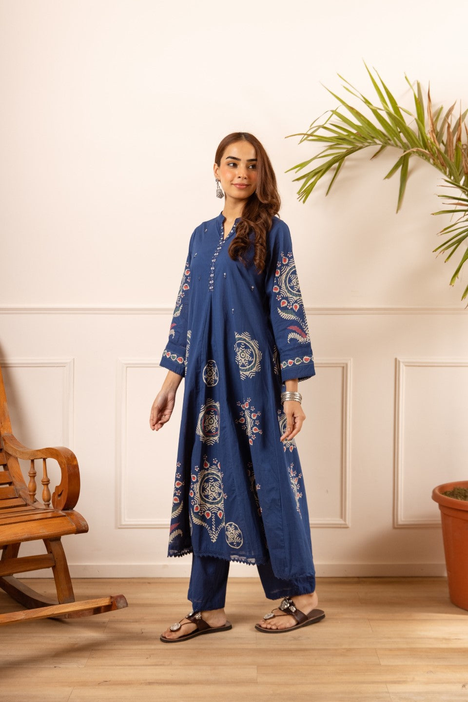 Karen Cobalt printed kurta pant set