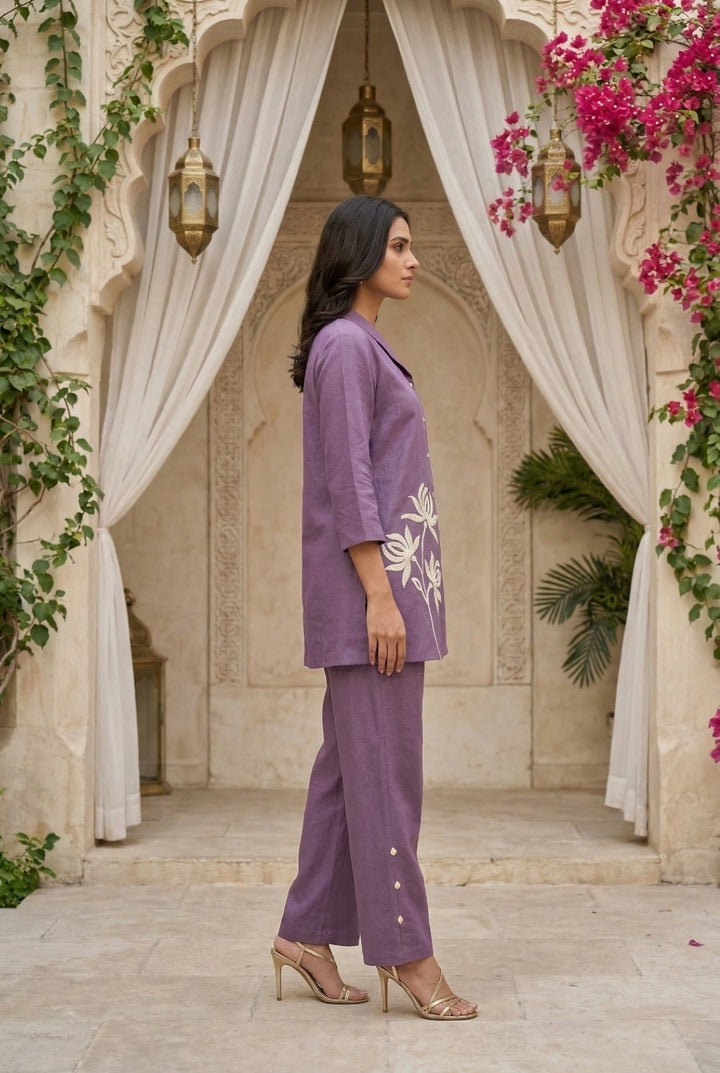 Sargi amethyst embroidery cotton co-ord set