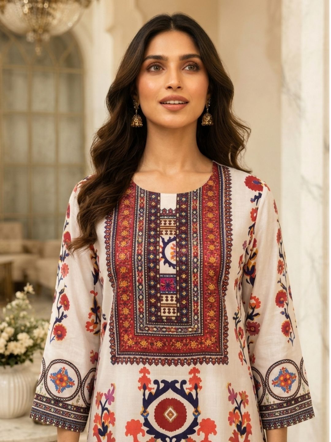 Maurya Pearl Designer Premium Muslin Co-ord Set
