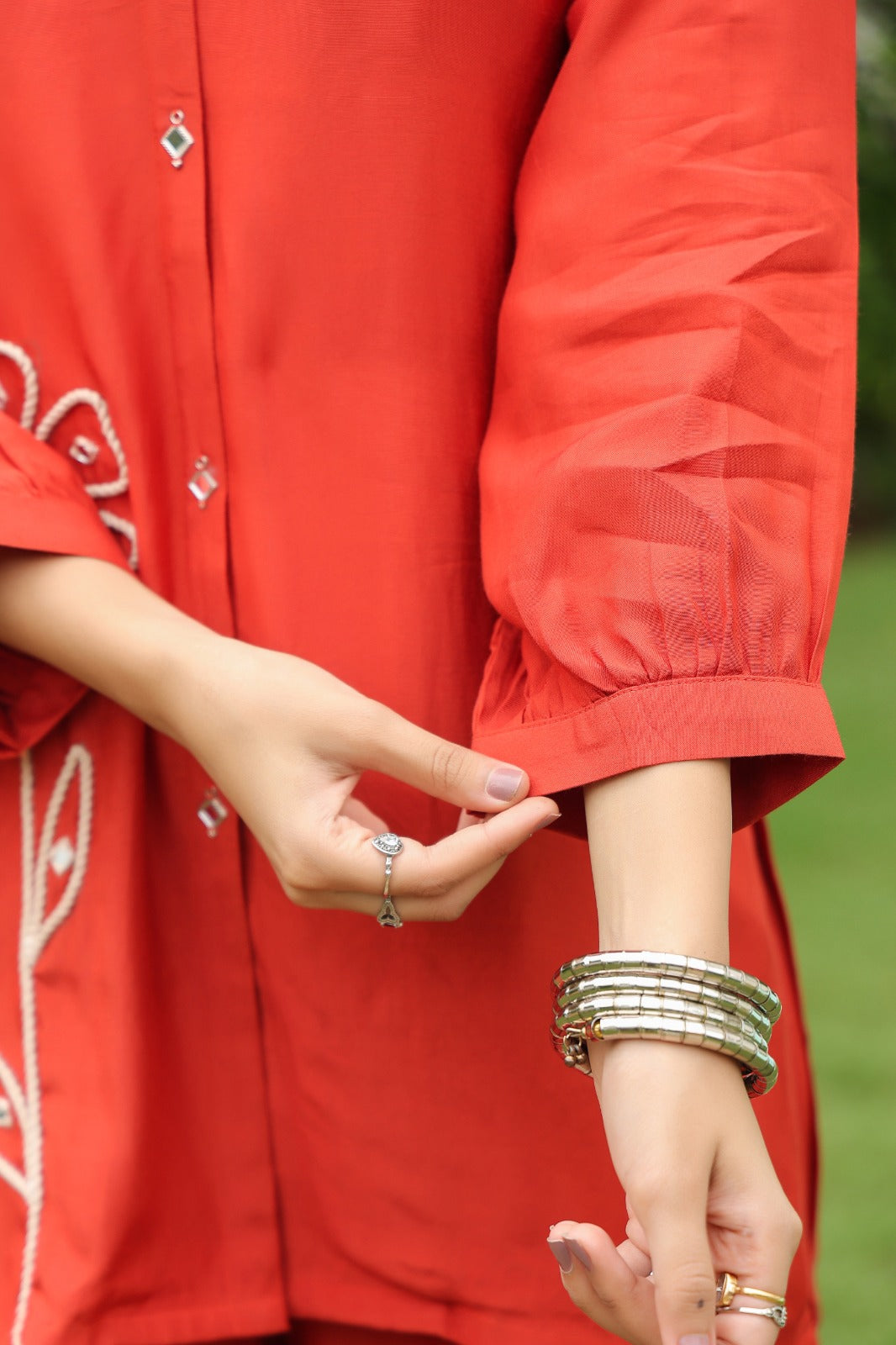 Sargi saffron embroidery cottton co-ord set