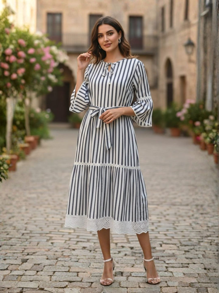 Perka stone stripes cotton dress