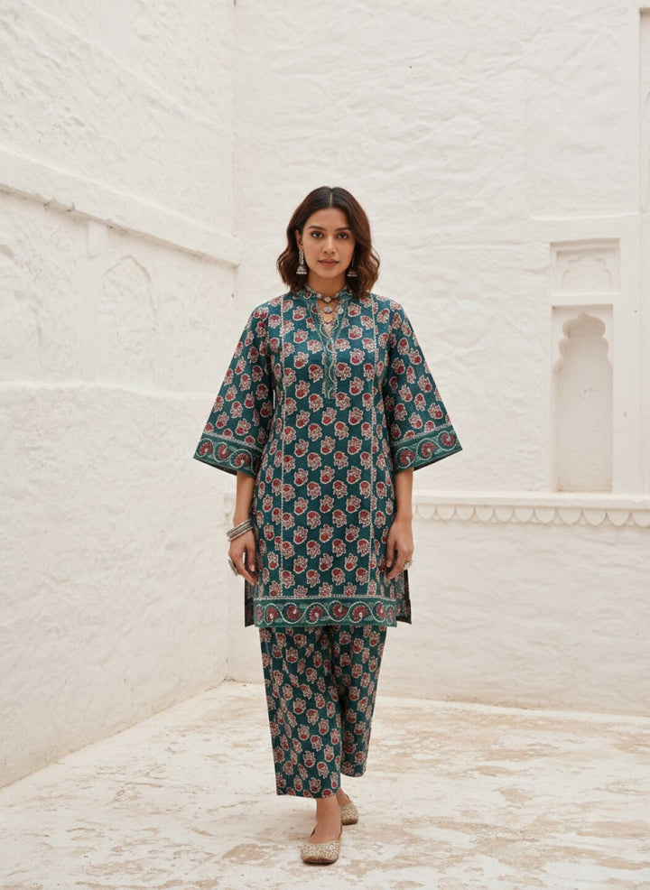 Swades peacock cotton suit set