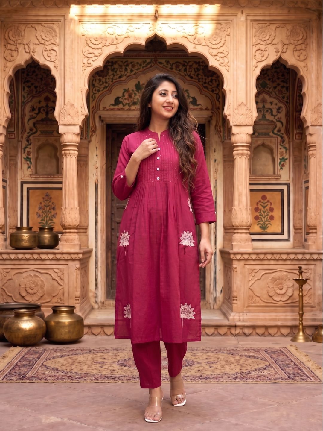 Nabha Rose Embroidered Kurta Pant Set