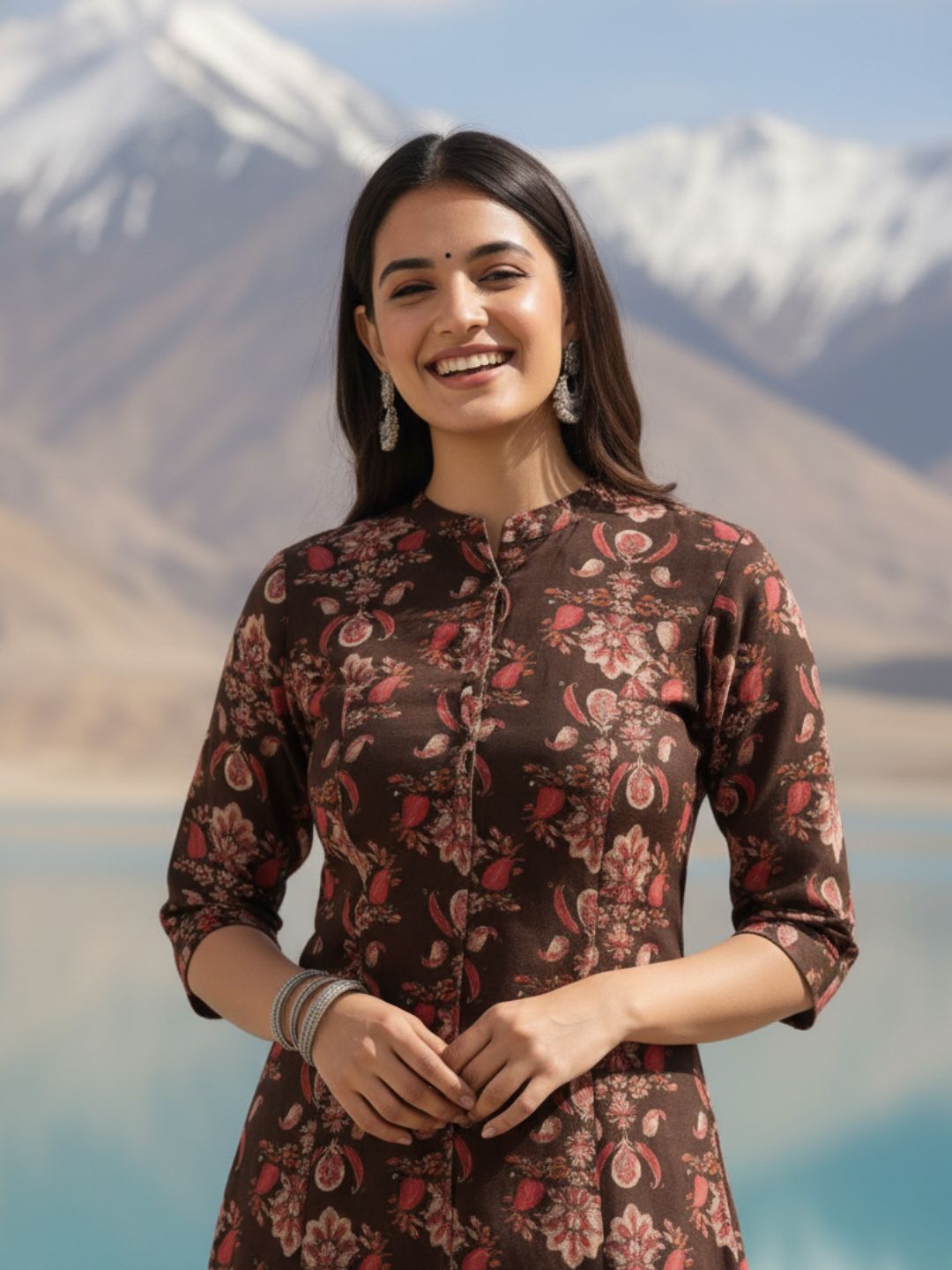 Rachna Charcoal Printed Cotton Kurta Pant Set